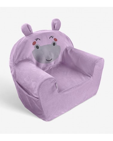 Fotelik piankowy pufa dla dzieci Velvet fioletowy Hippo