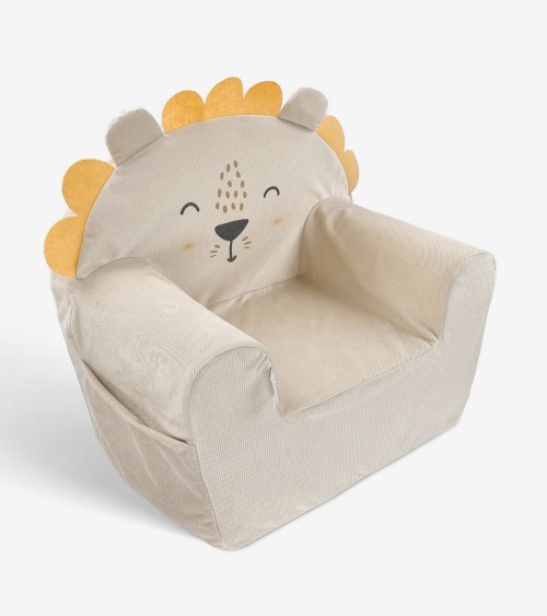 Fotelik piankowy pufa siedzisko dla dzieci Velvet beżowy Lion