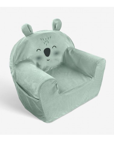 Fotelik piankowy pufa dla dzieci Velvet miętowy Koala